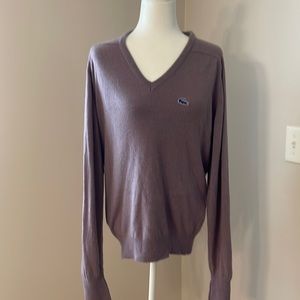 Lacoste Women's V-Neck Sweater in Purple vintage
